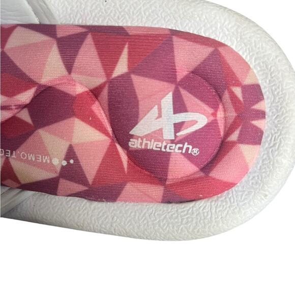 ATHLETECH Pink and White Memory Foam Calypso Raspberry Flip Flops Women's Sz 7/8 - Picture 3 of 7